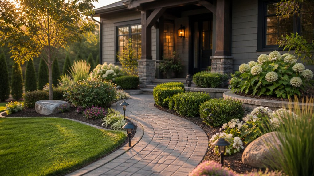 layered beds edging pathways