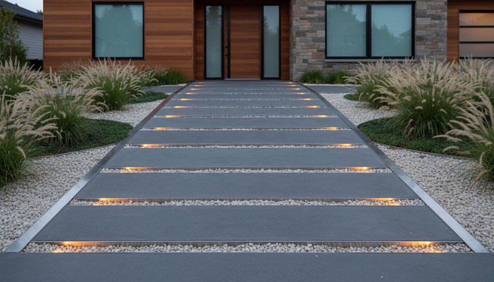 modern driveway hardscaping update